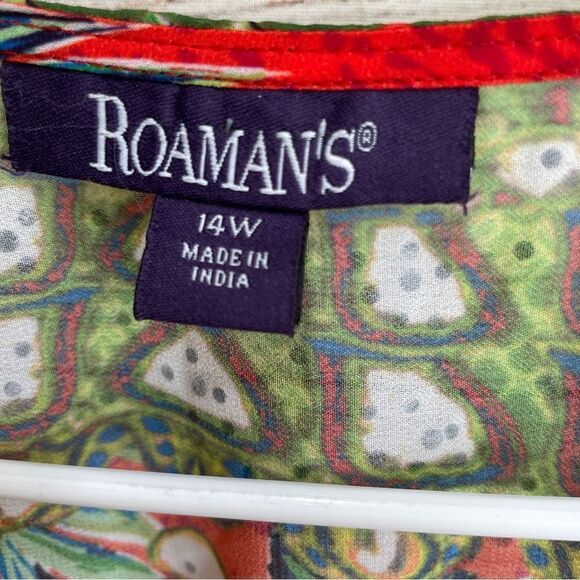 ROAMAN’S PEACOCK FEATHER PRINT KIMONO TOP - Picture 6 of 8